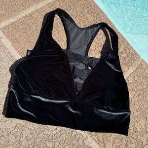 Victoria Sport Black/green Velvet Crisscross Mesh Racerback Sports Bra Size Smal